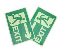 FRCOLOR Glow in The Dark Self-adhesive Safety Exit Sign Stickers 2pcs Luminous Evacuation Indicator Labels for Emergency Escape and Fire Safety Compliance