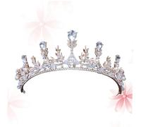 FRCOLOR Gold Handmade Bridal Crown Rhinestone Pearl Headband for Wedding Bride