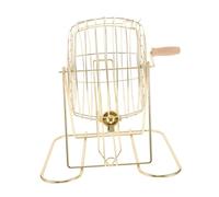 FRCOLOR Gold Metal Wire Bingo Cage for Interactive Game with Rotating Ball Holder Versatile Entertainment for Home School Playgrounds Enhances Mental Skills and Fun Prize Draws