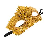 FRCOLOR Golden Bling for Women with Rhinestones, Half Face Plastic Mask Amplifying Visual Impact, Comfortable for Halloween, Carnival, Cosplay, and Stage Performances