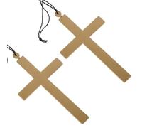 FRCOLOR Golden Cross Pendant Necklace Lightweight Polyester Material 2pcs for Priest and Nun Cosplay for Dress and Costume Party Accessories