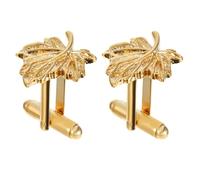 FRCOLOR Golden Maple Leaf Cufflinks 1 Pair Copper Alloy Shirt Buttons for Men Banquet Shirt Decorations with Smooth Workmanship Suitable for Casual Events and Carnival