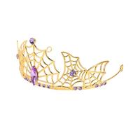 FRCOLOR Gothic Spider Web Crown Tiara for Women Lightweight Alloy Halloween Headband with Sparkling Rhinestones Elegant Cosplay and Masquerade Party Accessory