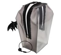 FRCOLOR Gothic with Waterproof Surface and Bell Buckle Handle, Portable Coffin Purse Black Pvc Punk Handbag and Keeps Belongings for Women for Festive Events and Cosplay