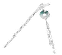 FRCOLOR Gradient Green Chinese Style Hairpin with Peace Buckle and Dragon Motif Asian Hair Accessory for Women Traditional Hanfu Wedding Headpiece Skin-friendly Stylish Tassel Pins