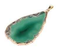 FRCOLOR Green Agate Slice Pendant Charms with Gold Edged Trim for Wind Chime DIY Jewelry Making Accessories, Natural Agate Slices for Necklace Crafts and Wind Chime Decor