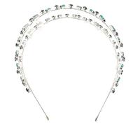 FRCOLOR Green Crystal Rhinestone Hair Vine Leaf Double Layer Wedding Headband Hair Accessories for Bride Party Prom
