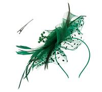 FRCOLOR Green Fascinators for Women 1920s Accessories Flower Mesh Flapper Headband Fascinator Hats for Cocktail Tea Party Prom Wedding Helloween(Black/Green Random