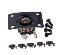 FRCOLOR Guitar Output Jack Plate Metal Black Electric Guitar Input Jack Socket for Stable Signal Transmission Pure Sound Quality in Daily Practice