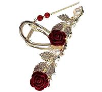 FRCOLOR Hair Clip for Girls Claw Clip Back Hair Holder Tassel Ponytail Holder Pearl Rose Design