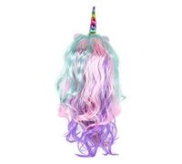 FRCOLOR Hairline Long Wave Wig Colorful Unicorn Wig Bangs Stylish Hairpiece