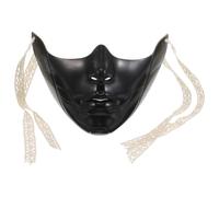 FRCOLOR Half Face Cyborg Mask for Men Halloween Black Plastic Mechanical Steampunk Design Detailed Craftsmanship, Versatile Usage for Stage Performances and Masquerade Parties