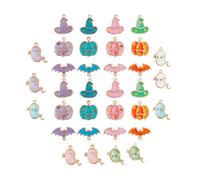 FRCOLOR Halloween Alloy Charms with Hanging Hole for DIY Making, Decorative Pumpkin Ghost Hat Pendants in Alloy Material, Not Easy to Fade, for Daily Life Accessories