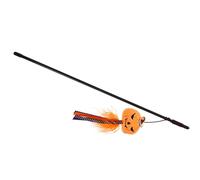 FRCOLOR Halloween Cat Teaser Wand with Yellow Pumpkin Plush Interactive Multifunctional Cat Stick and Kittens Spooky Halloween Pet Plaything