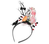 FRCOLOR Halloween Deer Antlers Headband with Skull and Ghost Design, Comfortable to Wear Plastic and Cloth Material, for Themed Parties and Party Decoration, Unique Halloween Accessories