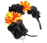 FRCOLOR Halloween Flower Headband for Women, Comfortable Cloth Gothic Headpiece with Spider and Flower Design, Stylish and Elegant Halloween or Day the Dead Party Accessory