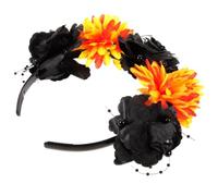 FRCOLOR Halloween Flower Headband with Spider and Cloth Flowers, Sturdy and Not Easy to Squeeze Gothic Hair Accessories for Day the Dead Cosplay and Stylish Party Wear