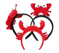 FRCOLOR Halloween Fun Crab Lobster Headbands 3pcs Set Adorable Animal Hair Bands for Boys and Girls Parties
