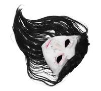 FRCOLOR Halloween Horror Mask, Realistic Creepy Latex Full Face Cover, Female Ghost Costume Accessories for Masquerade Party, Haunted House Decorations, Scary Cosplay Props, White