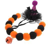 FRCOLOR Halloween Kitten Cat Collar Set with Plush Pom Balls and Bell, Decorative and Comfortable Touch, Soft Gauze Material, for Halloween Party Costume,