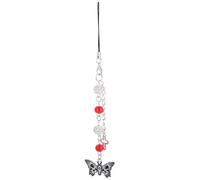 FRCOLOR Halloween Phone Charm Lanyard for Mobile Phone Decoration Featuring Cross Charm and Butterfly Pendant, Made of Metal and Plastic, Showcasing a Unique Subcultural Aesthetic
