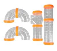 FRCOLOR Hamster Cage DIY Tube Connector Set, White and Orange Plastic Maze Tunnel for Small Pets, External Rat and Guinea Pig Cage Pipes, Hide and Play Habitat