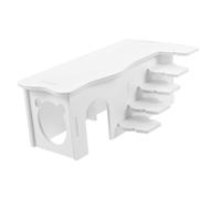 FRCOLOR Hamster House Hideout with Ladder Plastic Two-room Habitat Guinea Pig Accessory Large White Small Steps Hideaway for Small Animals