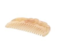 FRCOLOR Hand-carved Natural Sheep Horn Comb, Wide Tooth Handmade Hair Detangler Scalp Massage Tool, Thick 7.5cm Half-round Styling Comb for Men and Women Hair Care