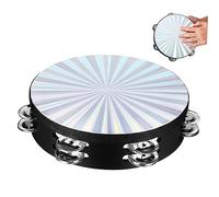 FRCOLOR Hand Held Tambourine Double Row Bells for Adults Lightweight Portable Musical Instrument Excellent Sound Quality for Church Parties Hand Percussion for Dance Song Accompaniment