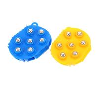 FRCOLOR Handheld Massage Brush Oval PVC and Steel Massager Glove 2pcs with 7 Rolling Balls Manual Lymphatic Massage Tool for Body for Leg and Foot, for Home Use and Offices