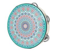 FRCOLOR Handheld Tambourine with Single Row Jingles for Adults and Percussion Instrument for Band Dance and Music Skill Development Green Heart Design