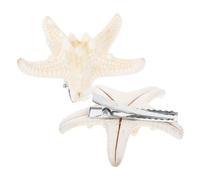 FRCOLOR Handmade Natural Sea Star Hair Clip 2pcs Beach Hair Accessories for Women Girls Five-Pointed Star Design for Summer Styling