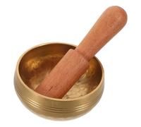 FRCOLOR Handmade Nepal 8cm Pure Copper Singing Bowl Set with Mallet - Small Metal Meditation Sound Bowl for Yoga, Mindfulness, Worship, Relaxation, and Travel