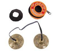 FRCOLOR Handmade Pure Brass Meditation Cymbal Bell with Lucky Eight Treasures Engraving and Storage Bag, Copper Cymbals Chime Percussion Instrument Suitable for Yoga and Mindfulness Practices, Adults