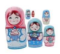 FRCOLOR Handmade Russian Nesting Dolls for Stacking Wooden Matryoshka Hand Painted Wood Educational Logic Coordination Play Portable Birthday Home Decoration