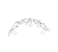 FRCOLOR Handmade Sparkly Rhinestone Bridal Headband with Double Combs Beaded Wedding Hair Accessory for Brides Comfortable Secure Fit Elegant Pearl Hairpiece for Diverse Hairstyles