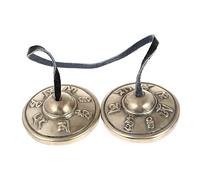 FRCOLOR Handmade Tibetan Buddhism Cymbal Bell Religious Percussion Instrument Small White Cymbals for Yoga Meditation