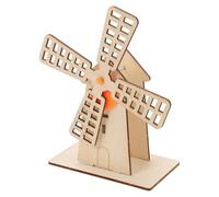 FRCOLOR Handmade Wood Windmill Stem Science Kit for Precise Precut DIY Rotating Gear-driven Model Educational Craft for Engineering Learning and Creative Assembly