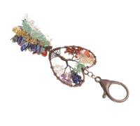 FRCOLOR Hanging Crystal Keychain Pendant Natural Heart Shaped Life Tree Design Durable Decorative Backpack Adornment for Women Unique with Crystal Gravel for Personal Use