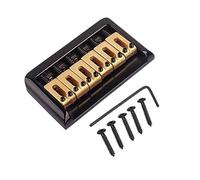 FRCOLOR Hardtail Bridge Set for Electric Guitar Black Copper String Fixed Bridge Fully Adjustable Height Replacement Parts