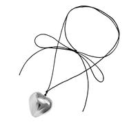 FRCOLOR Heart Shape Pendant Necklace for Women Simple Wax Cord Charm Neck Chain Neck Decor Elegant Long Tassel Accessory for Daily Wear and Parties