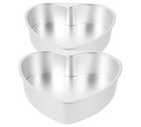 FRCOLOR Heart Shaped Cake Pans 2Pcs Aluminum Alloy with Removable Bottom Wide Edge Design for Cheesecake Sponge Birthdays