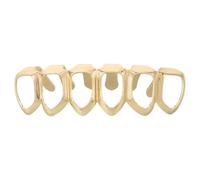 FRCOLOR Hollow Golden Grills 6-tooth Removable Copper Teeth Caps Bright Golden Appearance for Men and Women, Easy to Clean Hip Hop Tooth Jewelry Suitable for Everyday Style and Clubs