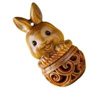 FRCOLOR Hollow-out Wood Rabbit Pendant Aroma Beads Container Decorative Car Hangings for Easter