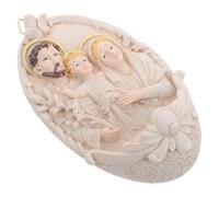 FRCOLOR Holy Family Wall Sculpture with Holy Water Pool Religious Christian Wall Hanging for Living Church Handcrafted Sacred Art Accent for Home Decoration