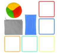 FRCOLOR Hopscotch Jumping Set 38cm Square Rings 10 Circles 12 Cards, Carry Bag and Sandbag Indoor Sensory Training Game for Fitness and Outdoor Garden Play
