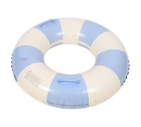 FRCOLOR Inflatable Adult Swim Ring with Handle Design PVC Pool Circle for Beginners and Outdoor Fun Retro Blue Striped Swimming Float for Summer Pool Parties