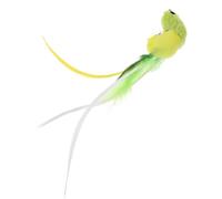 FRCOLOR Interactive Cat Stick Replacement Head Feathered Bird with Bell Cat Teaser Attachment for Chasing and Playing Green