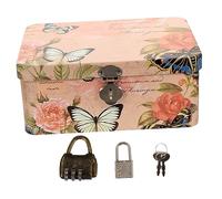 FRCOLOR Iron Storage Box with Coded Lock Small Portable Iron Organizer for Cosmetics Cash Desktop Storage Case with Lid Suitable for Small Objects and Travel