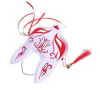 FRCOLOR Japanese Style Fox Mask Half Face Masquerade Cosplay Party Mask with Intricate Floral Design for Halloween Costume Events